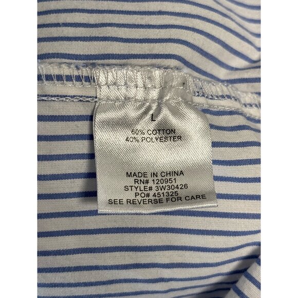 Coastal Olive & Oak Blue & White Striped Button-Up Shirt Womens L Cotton/Poly Bl - Picture 4 of 7